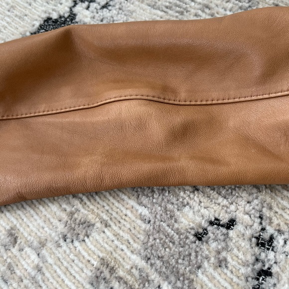 💔 SOLD 💔 White House Black Market Leather Peplum Jacket in Camel - Picture 16 of 16